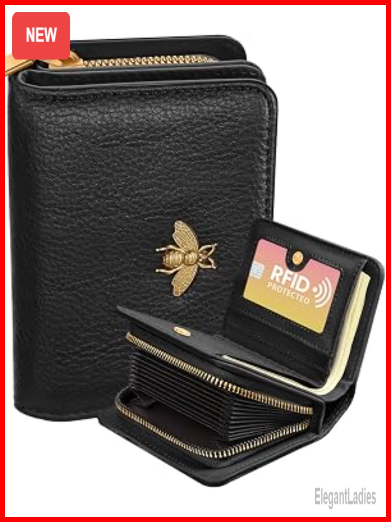 Rfid Card Holder Wallet With Zipper Around 15 Card Slots